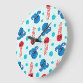 海賊タコ、海賊クラゲ、海獣 ラージ壁時計 (傾斜)