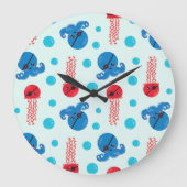海賊タコ、海賊クラゲ、海獣 ラージ壁時計 (正面)