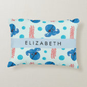 海賊タコ、海賊クラゲ、海、お名前 アクセントクッション (裏面)