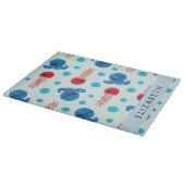 海賊タコ、海賊クラゲ、海、お名前 カッティングボード (角)