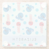 海賊タコ、海賊クラゲ、海、お名前 ガラスコースター (裏面)