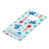 海賊タコ、海賊クラゲ、海、お名前 クレジットカード栓抜き (正面アングル)