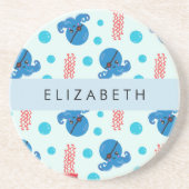 海賊タコ、海賊クラゲ、海、お名前 コースター (正面)