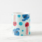 海賊タコ、海賊クラゲ、海、お名前 コーヒーマグカップ (中央)