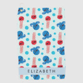 海賊タコ、海賊クラゲ、海、お名前 ゴルフタオル (正面)