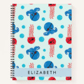 海賊タコ、海賊クラゲ、海、お名前 ノートブック (正面)