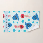 海賊タコ、海賊クラゲ、海、お名前 バスタオルセット (ハンドタオル)