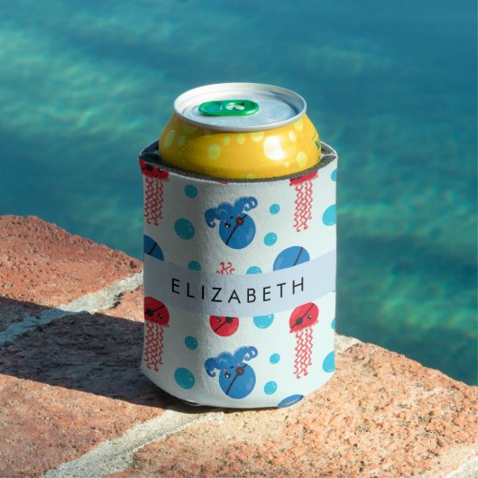 海賊タコ、海賊クラゲ、海、お名前 缶クーラー (インサイチュ プール)