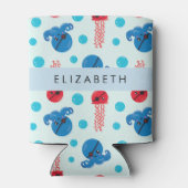 海賊タコ、海賊クラゲ、海、お名前 缶クーラー (裏面)