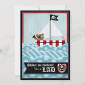 海賊テディベアベビーシャワー 招待状 (正面)