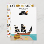 海賊テーマの子供用ステーショナリー ノートカード (正面/裏面)