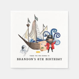 海賊テーマの誕生日パーティー ナプキン スタンダードカクテルナプキン