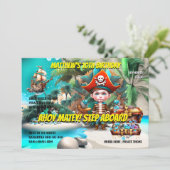 海賊テーマの誕生日ボーイswashbuckling arrrパーティー 招待状 (スタンド正面)