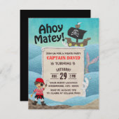 海賊テーマキャプテンボーイバースデーパーティー 招待状 (正面/裏面)