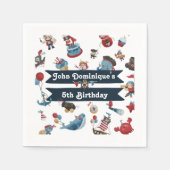 海賊テーマバースデーパーティナプキン スタンダードカクテルナプキン (正面)