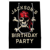 海賊テーマパーティーアダルトサルティスカルブラック ミディアムペーパーバッグ (裏面)