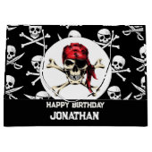 海賊テーマパーティーアダルト塩辛パイレーツスカル ラージペーパーバッグ (正面)