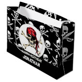 海賊テーマパーティーアダルト塩辛パイレーツスカル ラージペーパーバッグ (正面アングル)