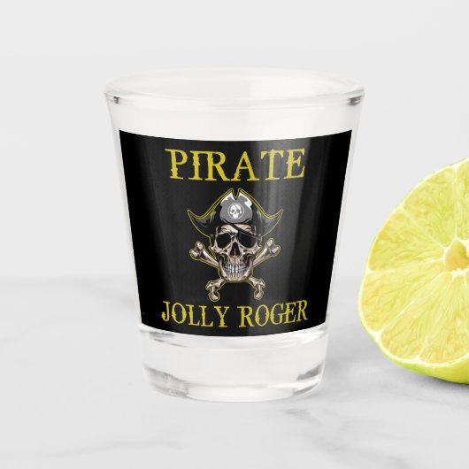 海賊テーマパーティーアダルトJOLLY ROGER金ゴールド ショットグラス (正面)