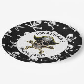 海賊テーマパーティー大人スカル.クロスボーン ペーパープレート (アングル)