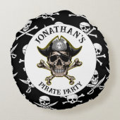 海賊テーマパーティー大人スカル.クロスボーン ラウンドクッション (裏面)
