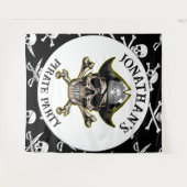 海賊テーマパーティー大人スカル.ボーンズ背景 タペストリー (正面(横))