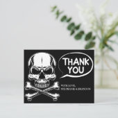 海賊テーマパーティー大人船のスカルブラック ポストカード (スタンド正面)