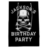 海賊テーマパーティー大人船のスカルブラック ミディアムペーパーバッグ (裏面)