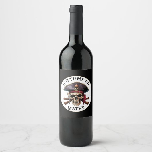 海賊テーマパーティー大人船船長スカル6 ワインラベル (正面)