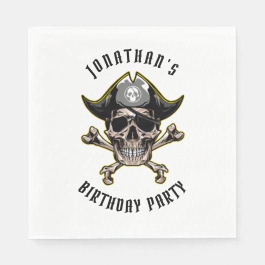 海賊テーマパーティー大人誕生日ホワイト スタンダードランチョンナプキン (正面)