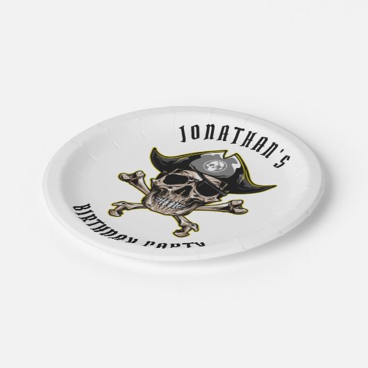 海賊テーマパーティー大人誕生日ホワイト ペーパープレート (アングル)