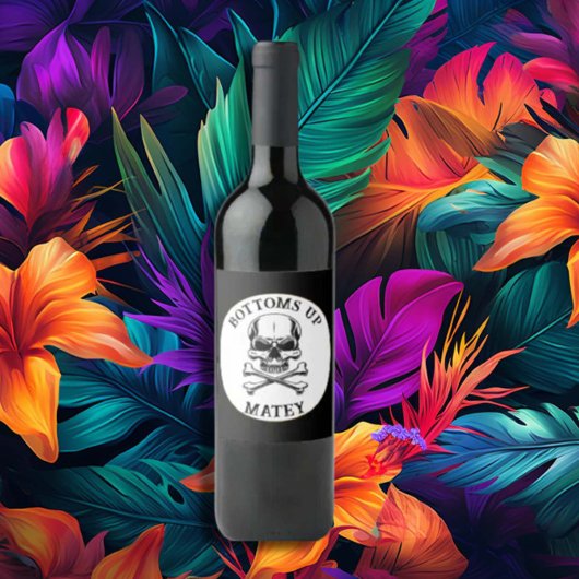 海賊テーマパーティー 大人 船 髑髏 骨 ワインラベル