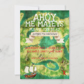 海賊テーマパーティー | 水彩宝石図 招待状 (正面)