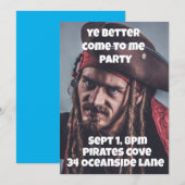 海賊テーマ誕生パーティーカスタム招待状 招待状 (正面/裏面)