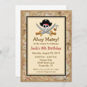 海賊テーマ誕生日パーティーへの招待 招待状 (正面/裏面)