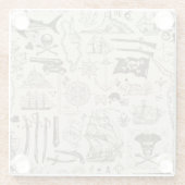 海賊テーマ:ヴィンテージ航海のパターン。 ガラスコースター (裏面)