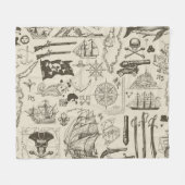 海賊テーマ:ヴィンテージ航海のパターン。 フリースブランケット (正面(横))