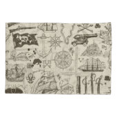 海賊テーマ:ヴィンテージ航海のパターン。 枕カバー (裏面)