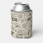 海賊テーマ:ヴィンテージ航海のパターン。 缶クーラー (缶裏面)