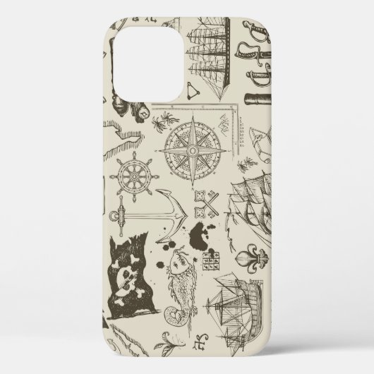 海賊テーマ:ヴィンテージ航海のパターン。 Case-Mate iPhoneケース (裏面)