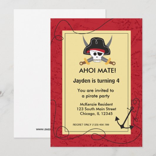 海賊テーマ 招待状 (正面/裏面)