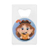 海賊ハロウィーンの衣装を着たかわいい女の子 クレジットカード栓抜き (裏面)