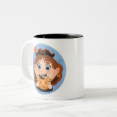 海賊ハロウィーンの衣装を着たかわいい女の子 ツートーンマグカップ (正面左)