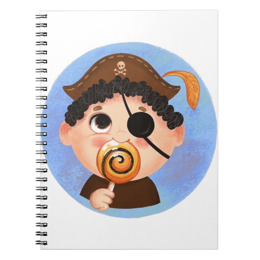 海賊ハロウィーンの衣装を着たかわいい男の子 ノートブック (正面)