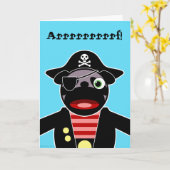 海賊パグのバースデー・カード カード (黄色い花)