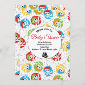 海賊パターン赤ちゃんシャワー 招待状 (正面/裏面)