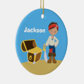 海賊パーソナライズされたキッズブルーボーイズがクリスマス セラミックオーナメント (右)