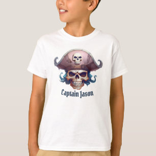 海賊パーソナライズされたスカル誕生日バッシュティー Tシャツ