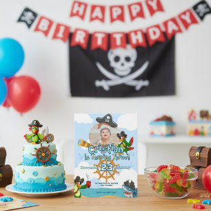 海賊パーソナライズされた誕生日パーティーへの招待 インビテーションポストカード