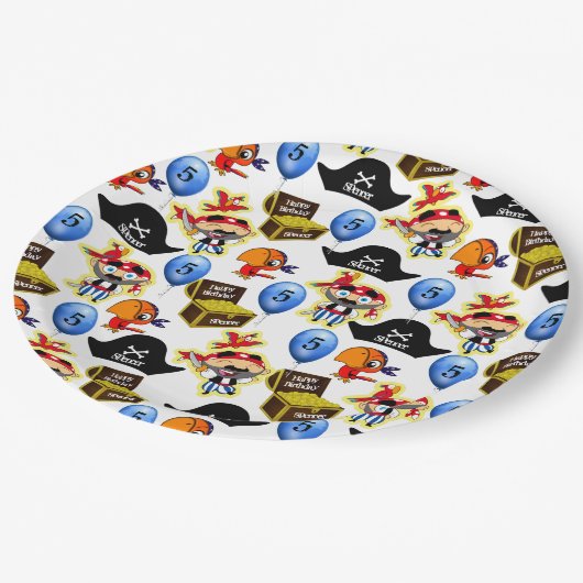 海賊パーソナライズされた誕生日 ペーパープレート (アングル)